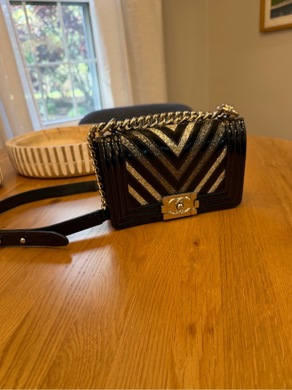 Authentic & Excellent Chanel Boy Patent Leather/PVC Special Edition - Glitter!